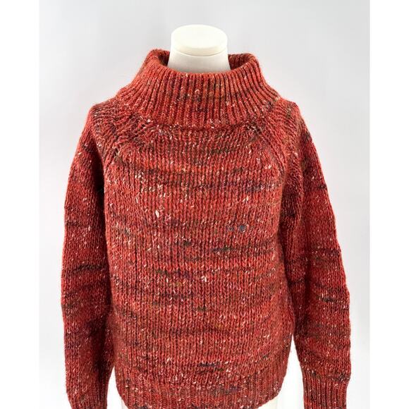 Moth Anthropologie Orange Mock Neck Wool Alpaca Sweater S Cozycore Cabincore - Picture 1 of 9